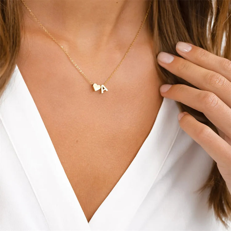 Heart Initial Pendant Necklace